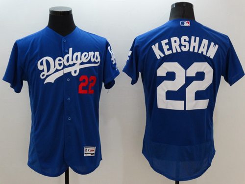 Dodgers #22 Clayton Kershaw Blue Flexbase Authentic Collection Stitched MLB Jersey - Click Image to Close